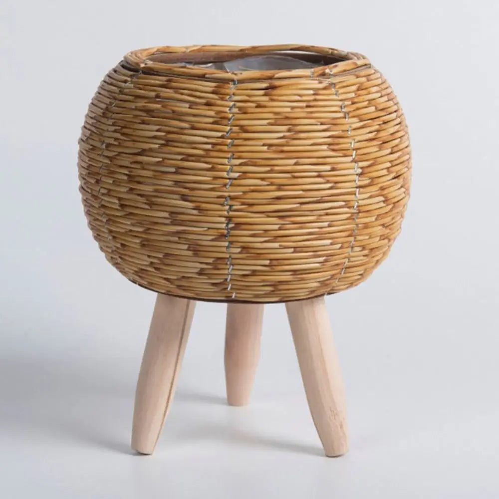 Cassora 1 Pc woven plant pot with wooden legs