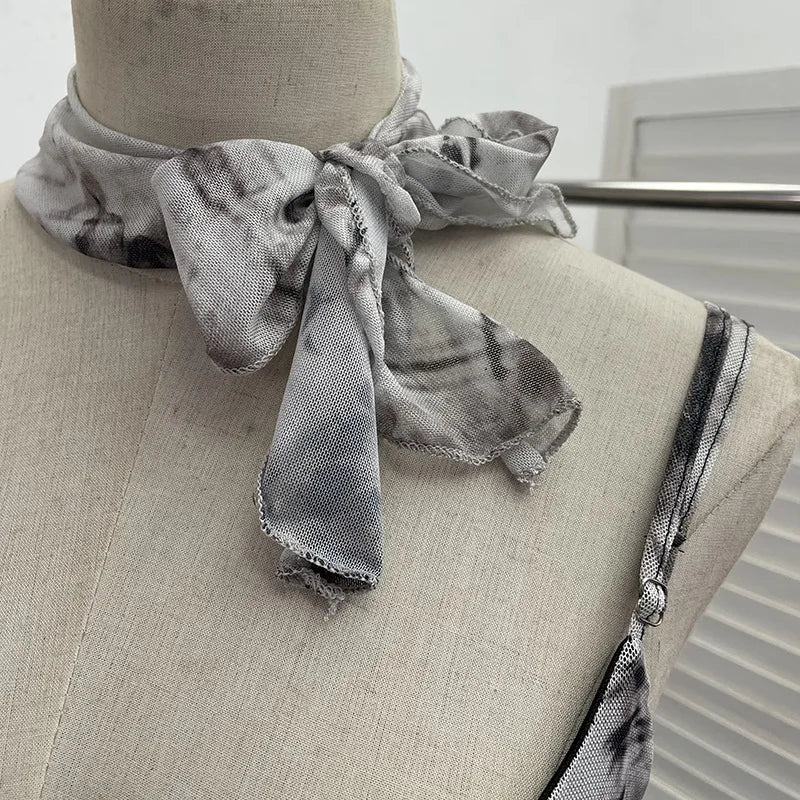 Lomi3 Women's Y2K one size mesh lettuce hem top