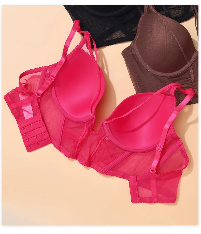 Sorelle Women's 2 Pc sheer bustier lingerie set