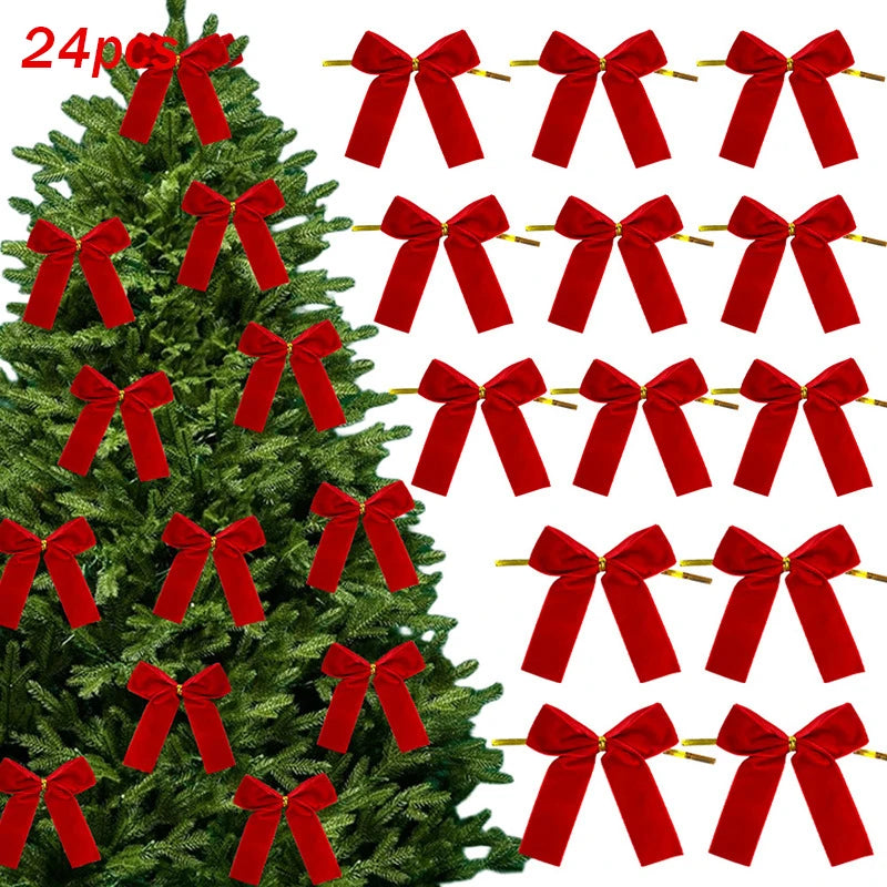 Hollyco Christmas tree 24 Pc velvet tree bow set