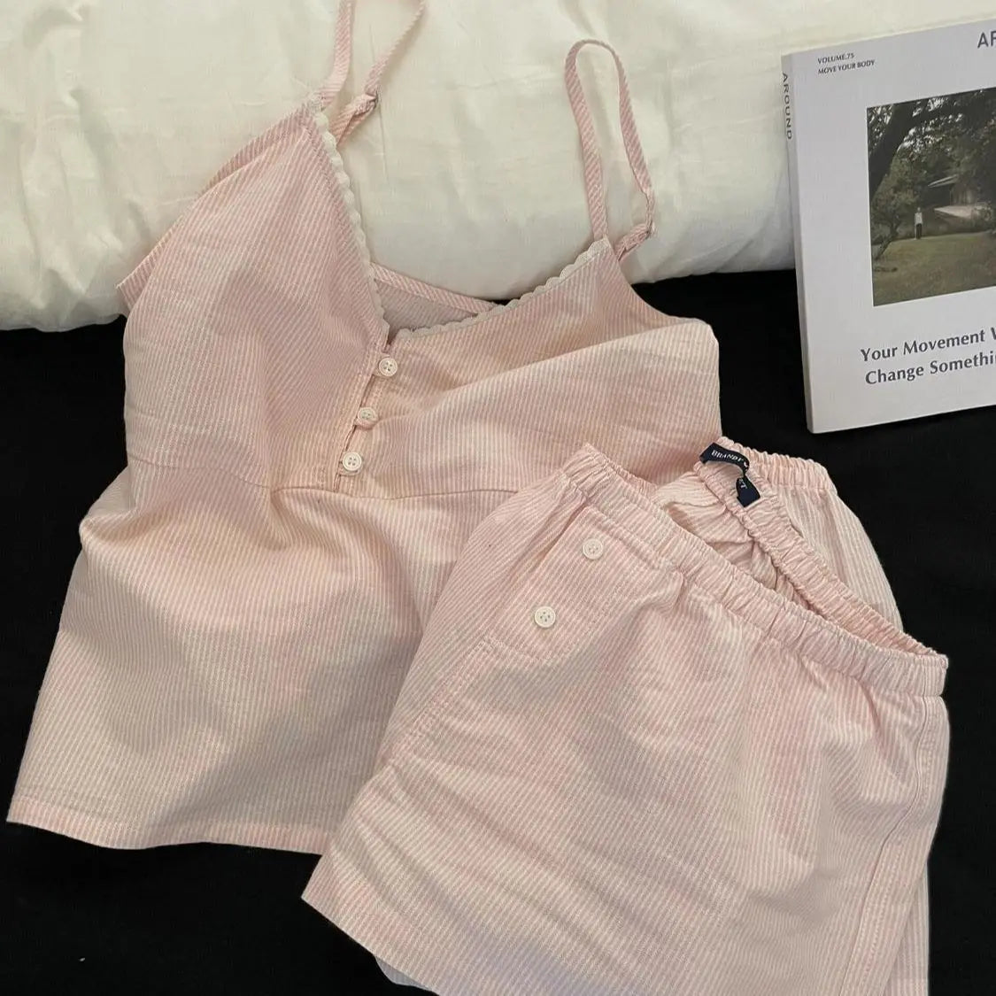 Sorelle Women's coquette 2 Pc striped pajama set