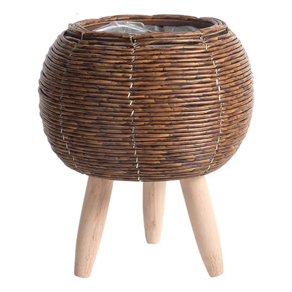 Cassora 1 Pc woven plant pot with wooden legs