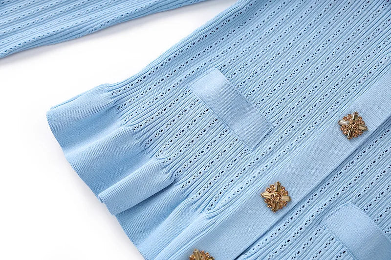 Sorelle Women's 2 Pc knit cardigan and flare hem skirt set