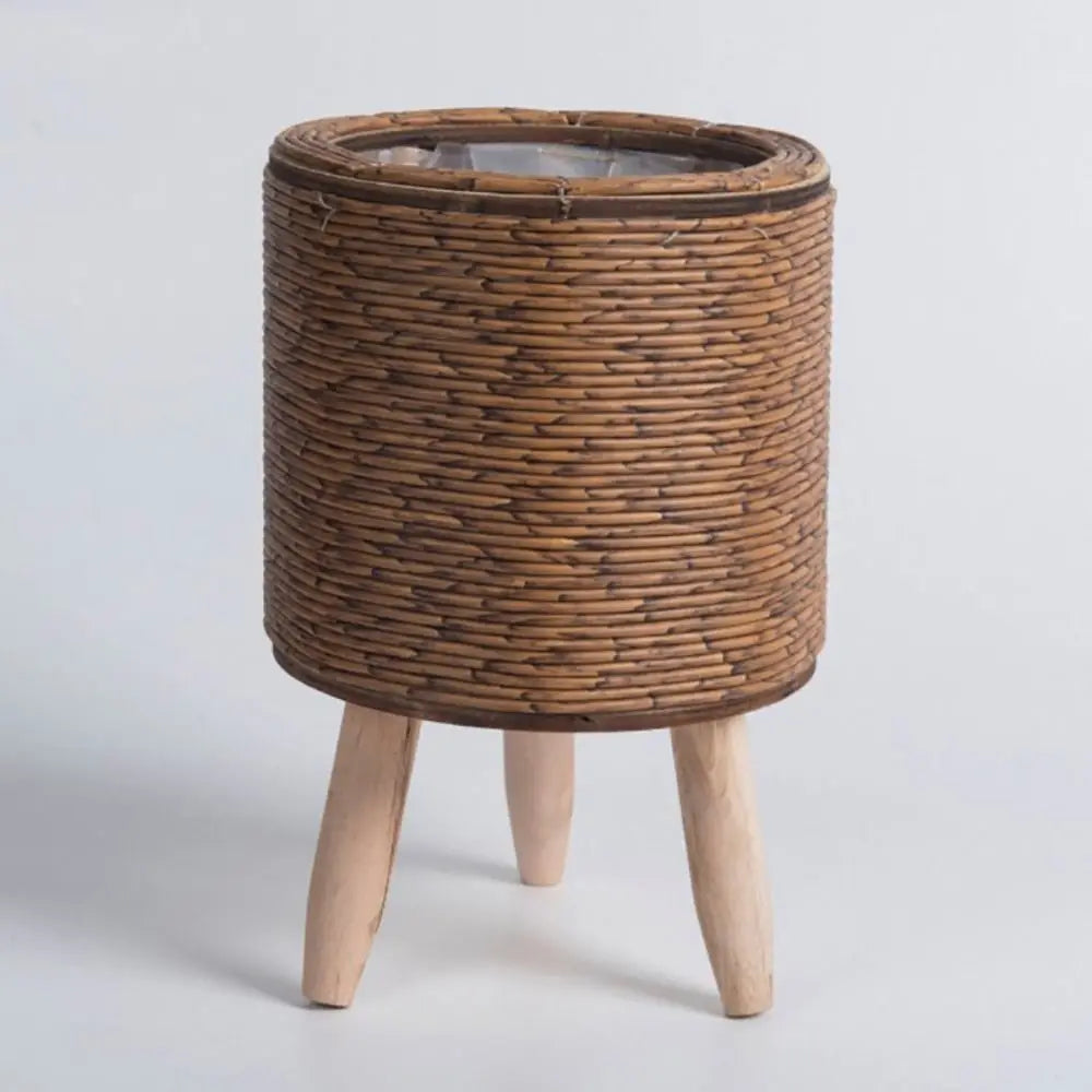Cassora 1 Pc woven plant pot with wooden legs