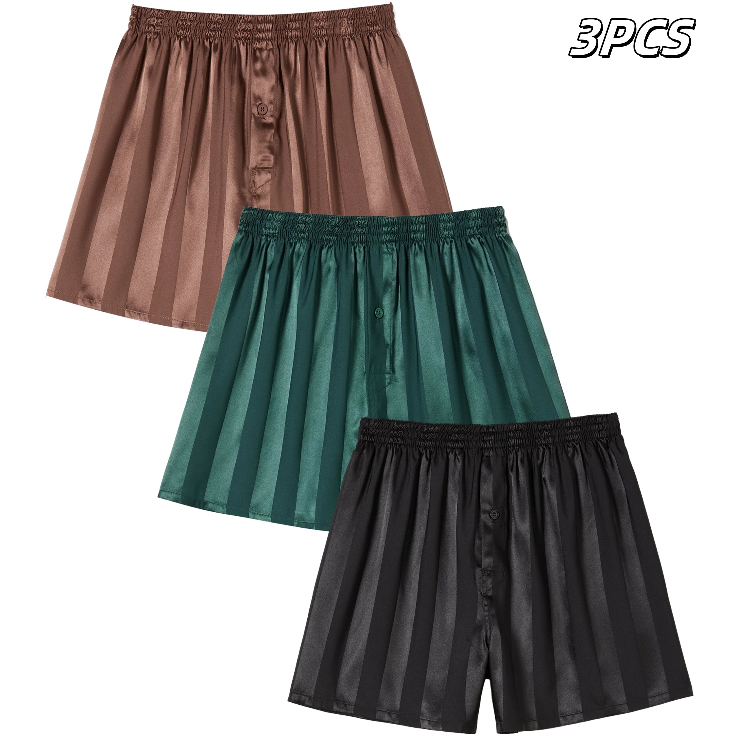 Arden Men's luxury 3 Pc satin striped boxers