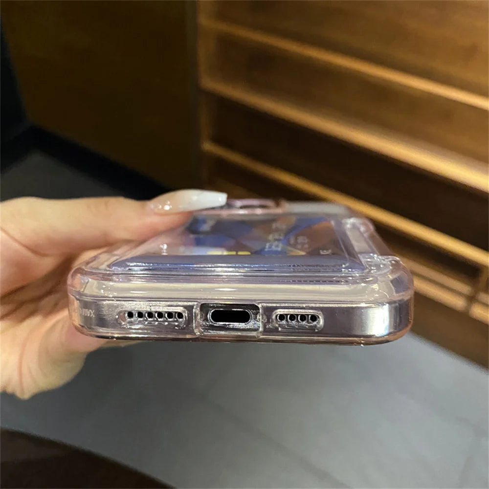 Nexa chrome trim transparent wallet iPhone case