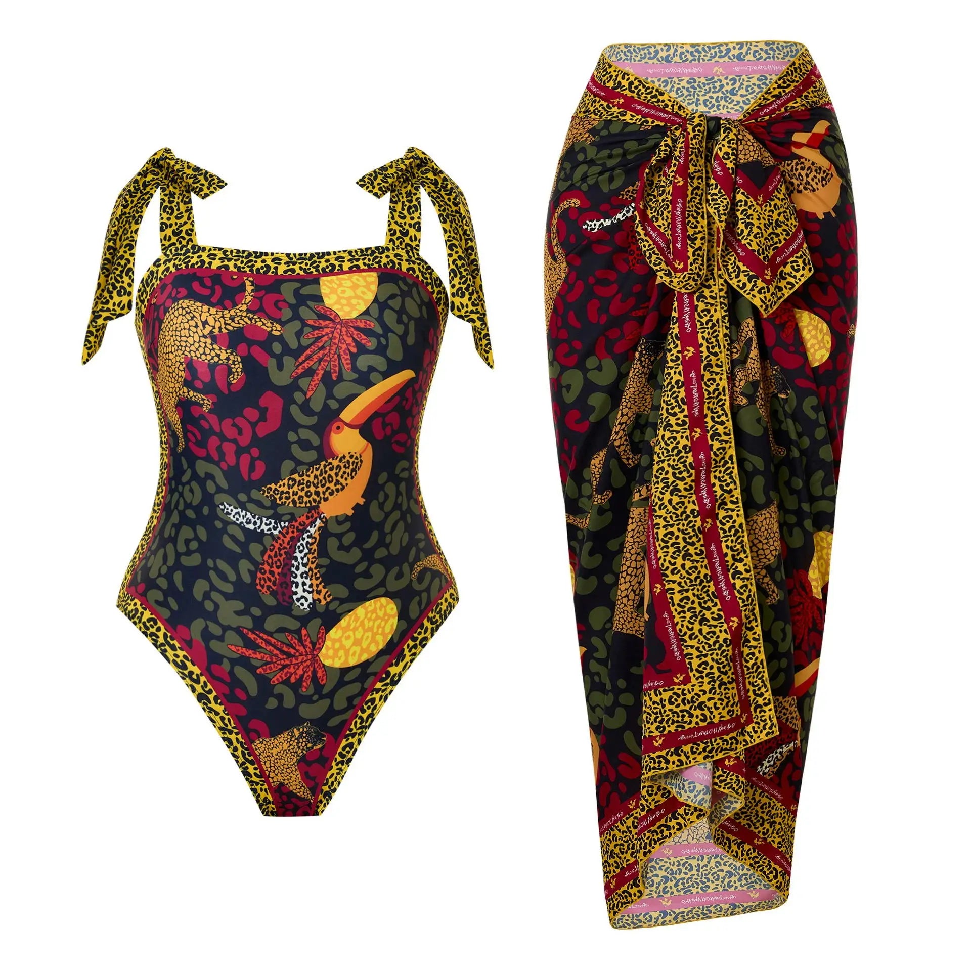Sonlae Women's 2 Pc full coverage multi print swimwear set