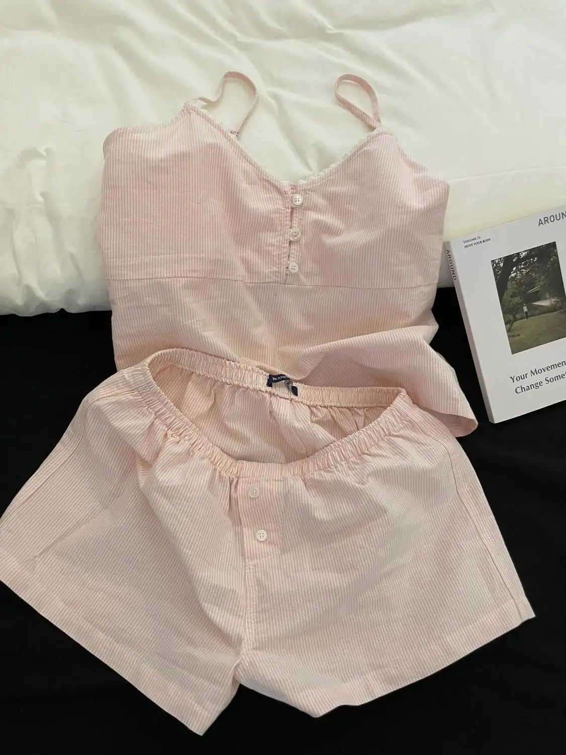 Sorelle Women's coquette 2 Pc striped pajama set