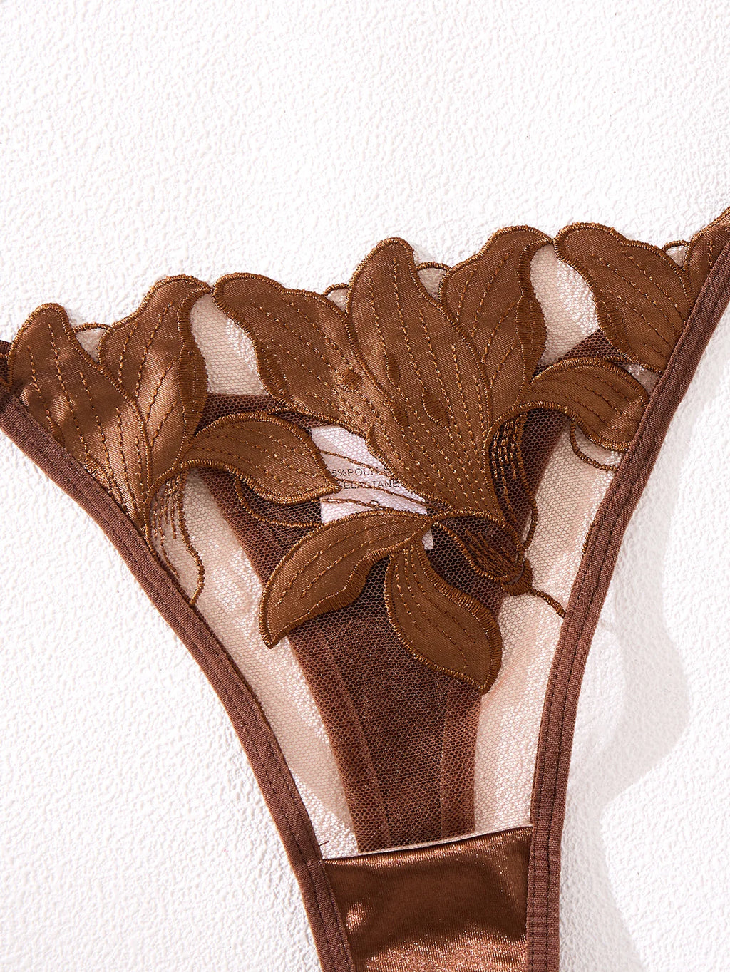 Sorelle Women's 2 Pc hollow out satin floral lingerie set