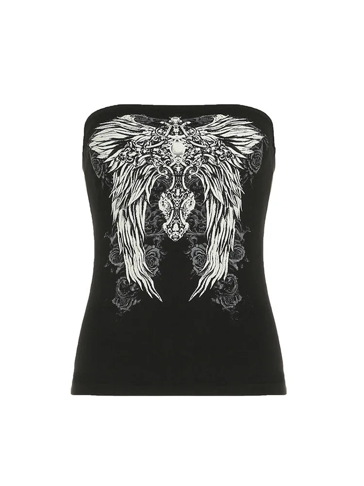 Lomi3 Y2K grunge graphic tube top