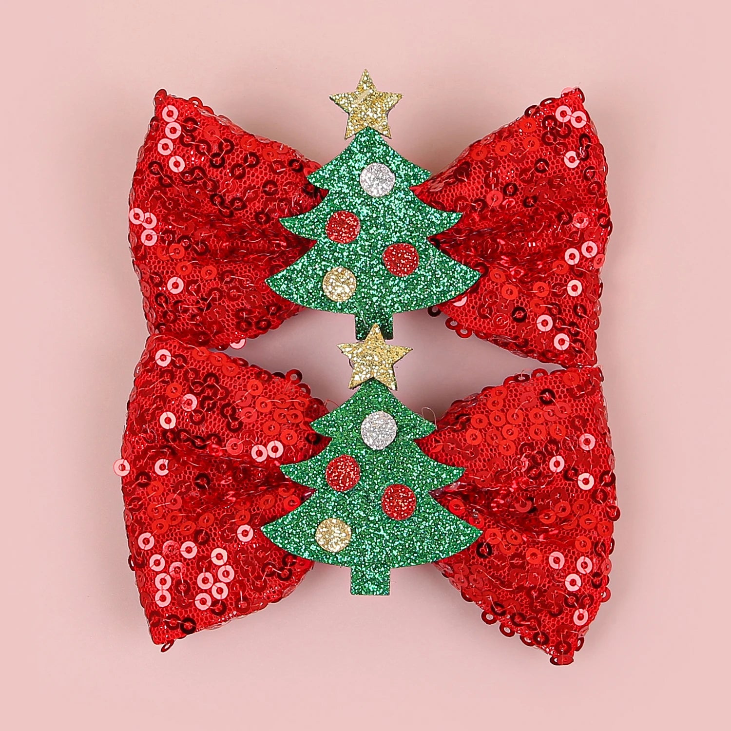 Hollyco Christmas Girl's 8 Pc festive sequin hair clip set