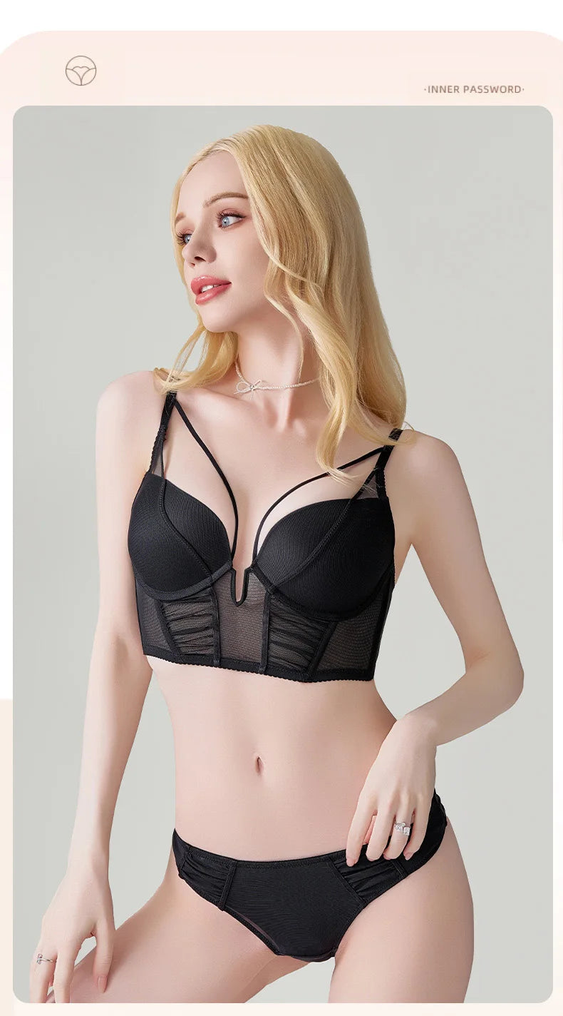 Sorelle Women's 2 Pc sheer bustier lingerie set