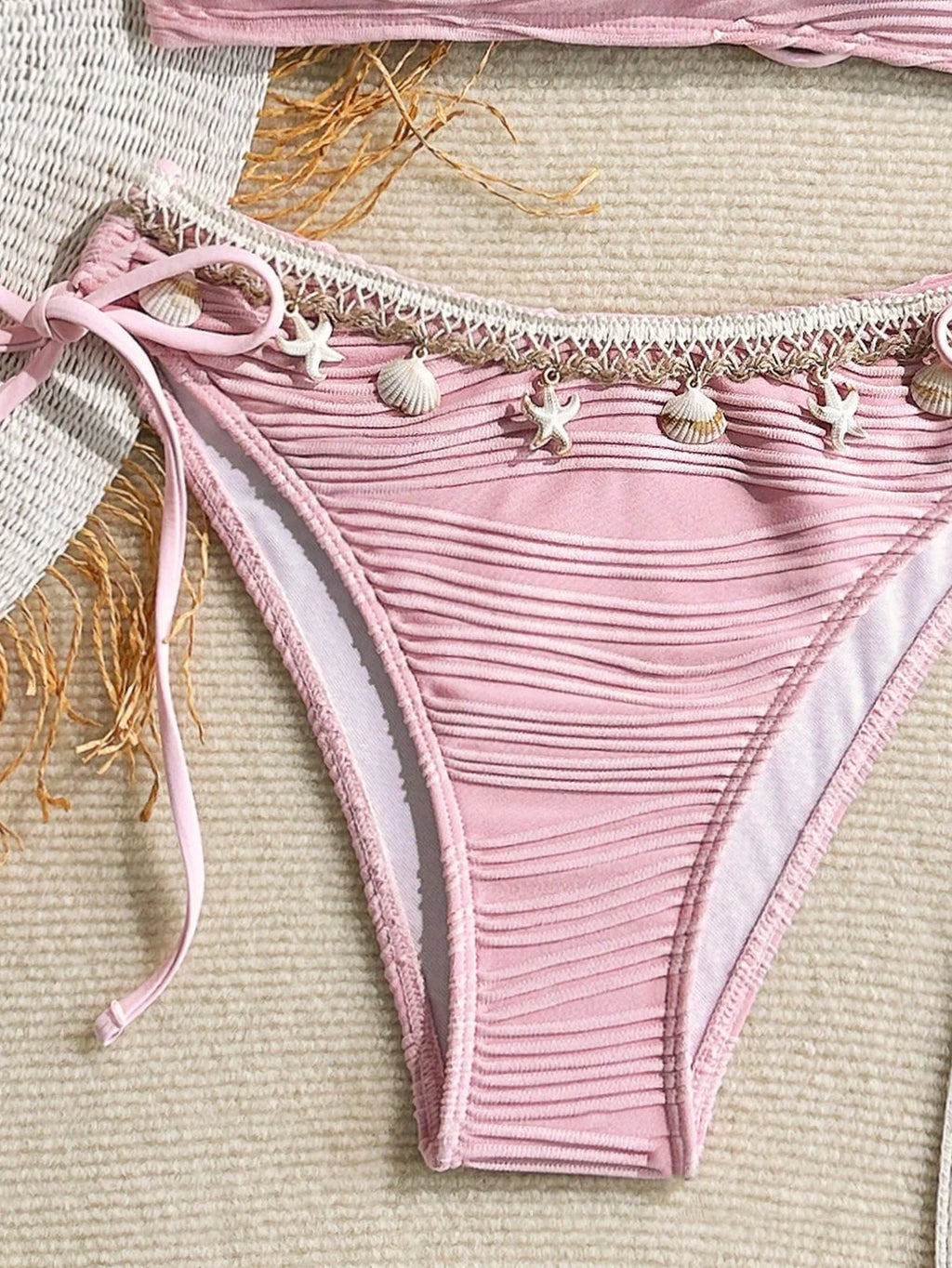 Sonlae Women's 2 Pc strapless wavy swimwear set with seashell trim