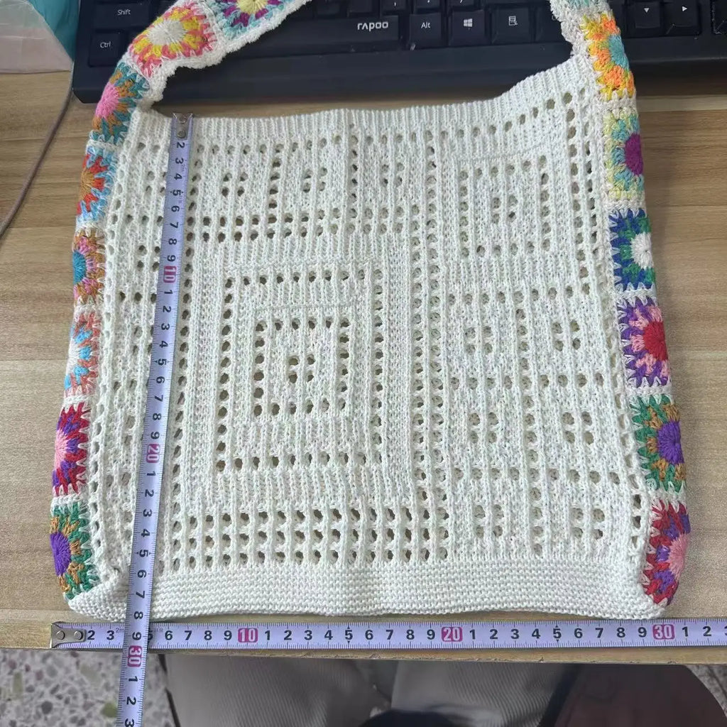 Kora Women's boho flower crochet tote