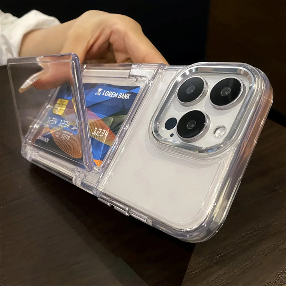 Nexa chrome trim transparent wallet iPhone case