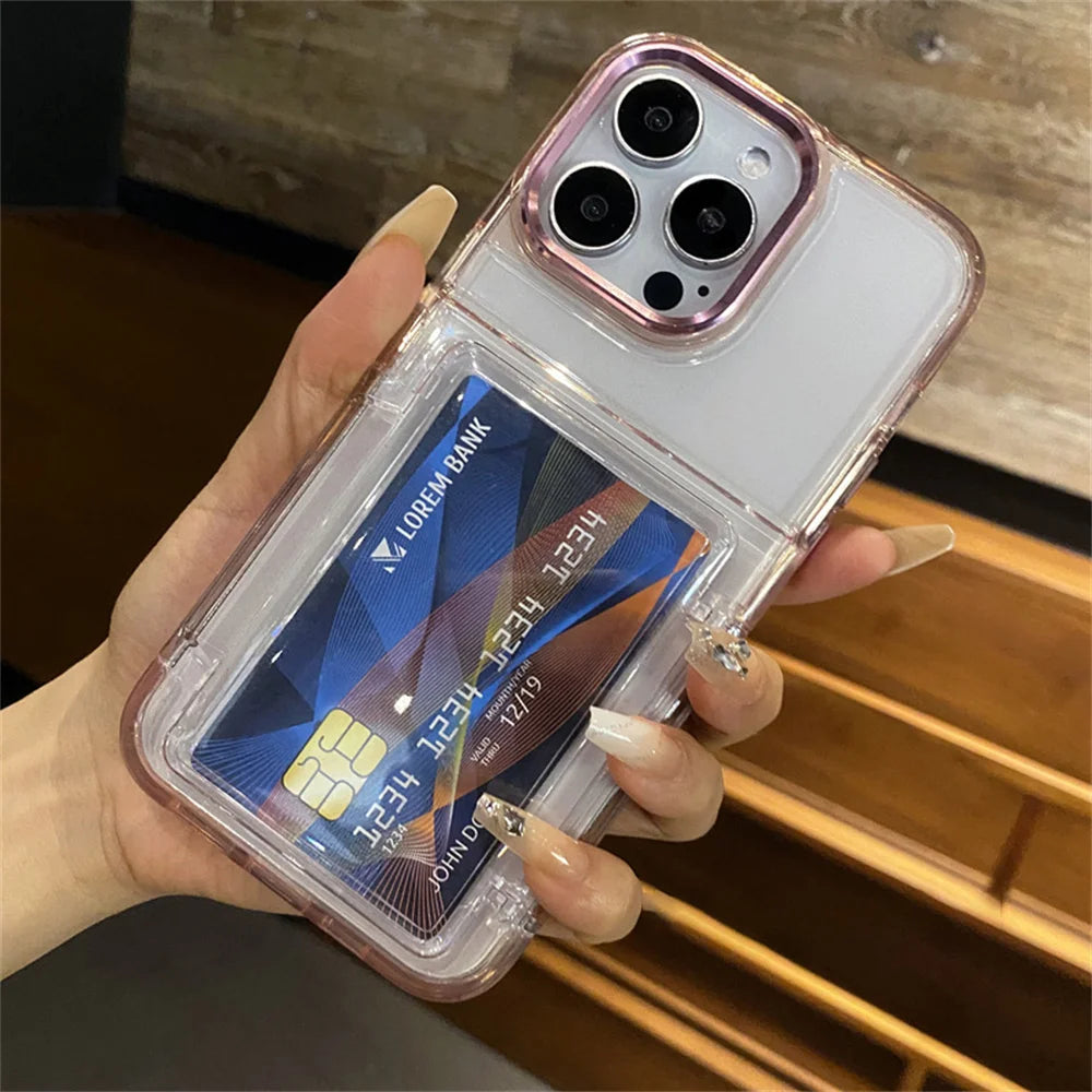 Nexa chrome trim transparent wallet iPhone case