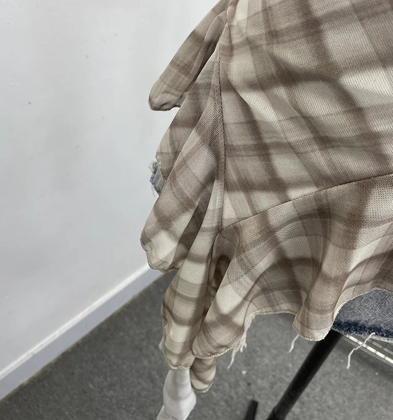 Lomi3 Women's Y2K one size mesh lettuce hem top