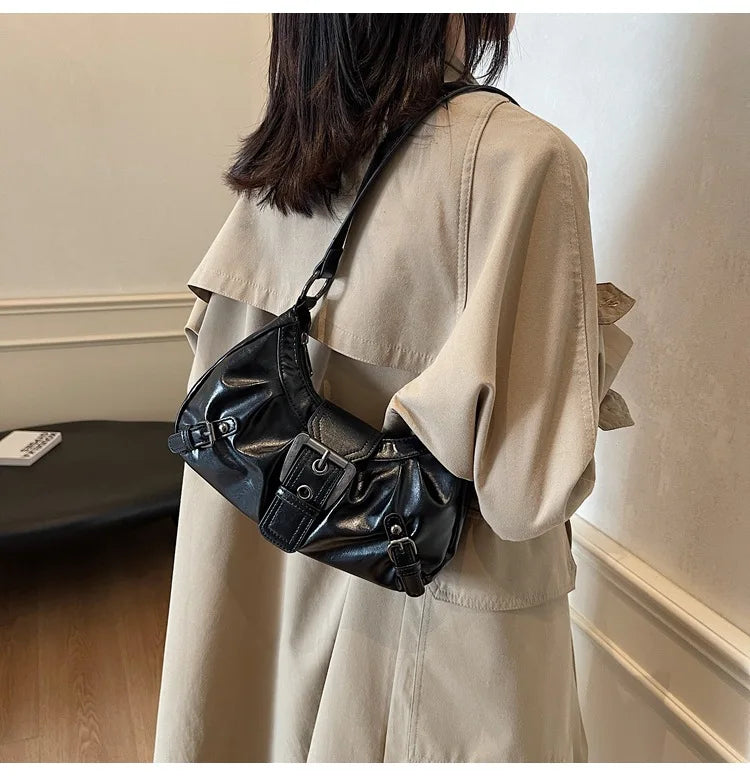 Lomi3 Y2K retro buckle shoulder bag