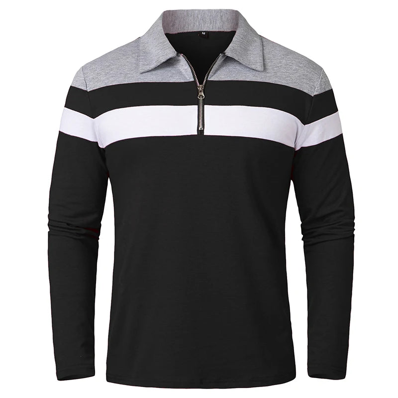 Arden Men's quarter zip long sleeve striped pullover polo