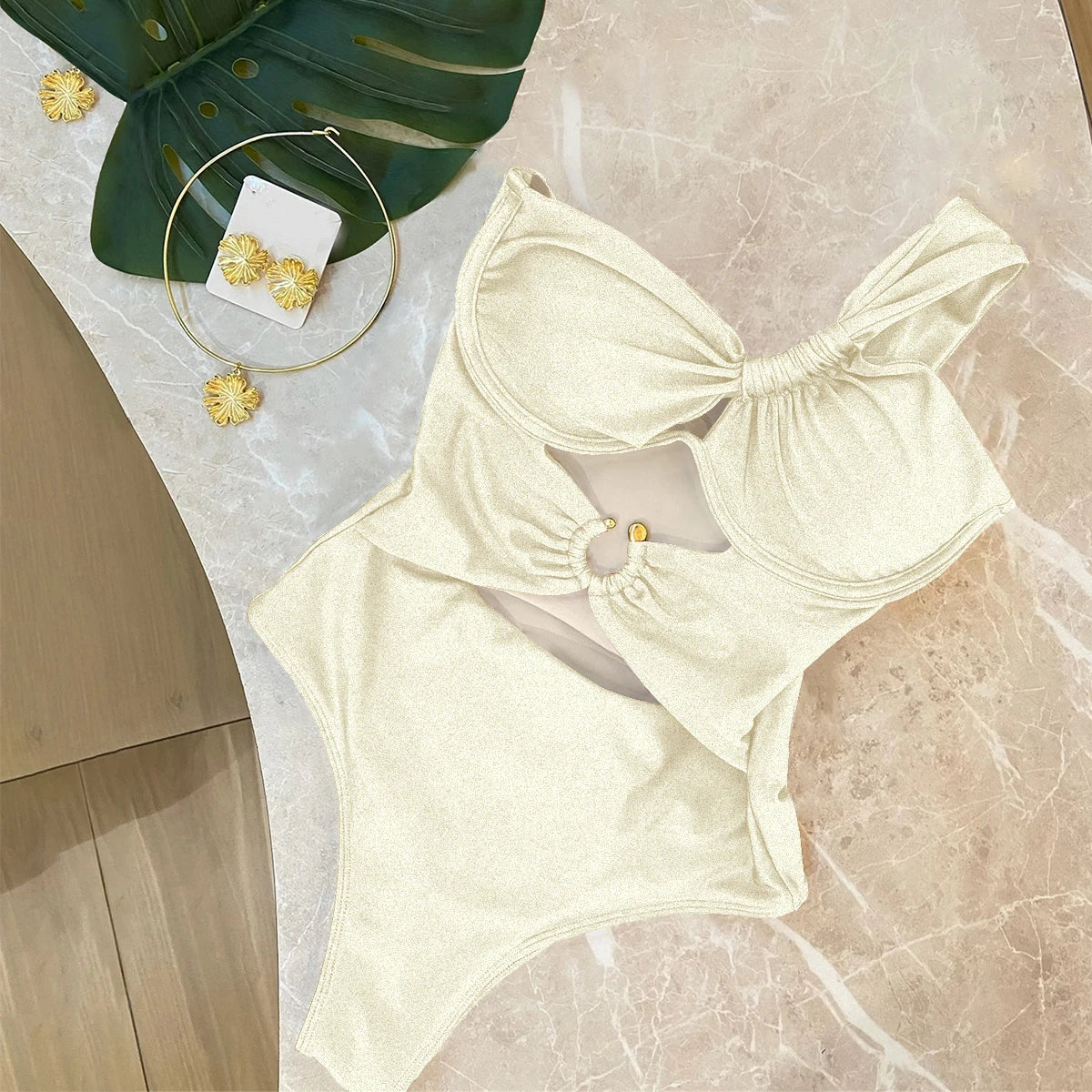 Sonlae Women's one shoulder hollow out swimwear