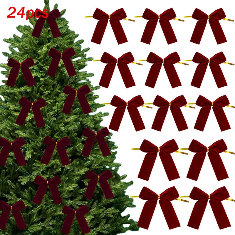 Hollyco Christmas tree 24 Pc velvet tree bow set