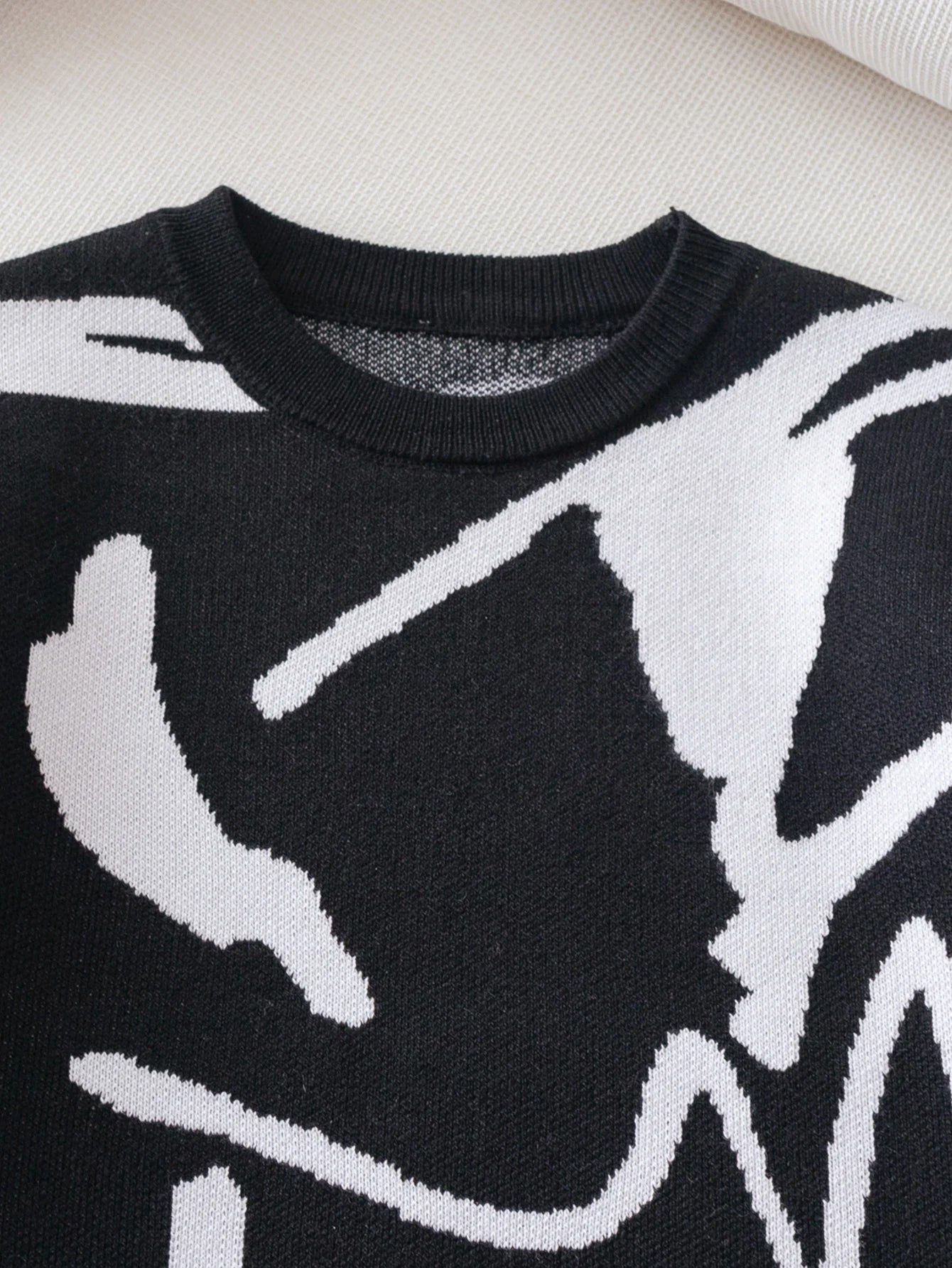 Vello Boy's absract line knitted pullover sweater