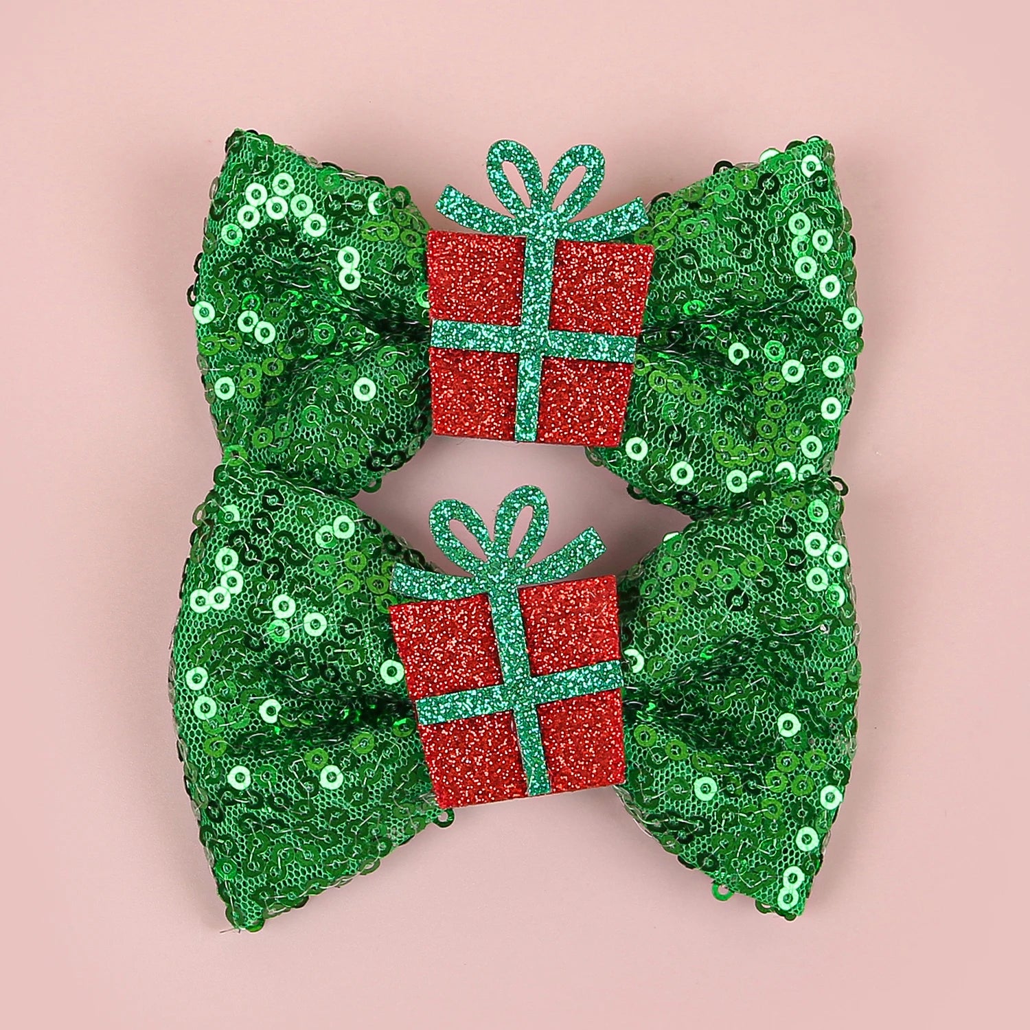 Hollyco Christmas Girl's 8 Pc festive sequin hair clip set