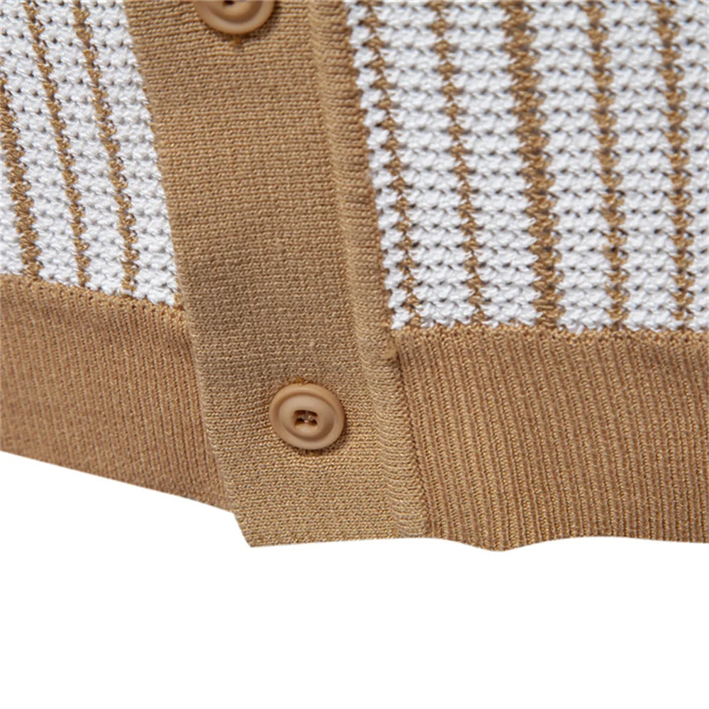 Arden Men's knit striped button down shirt