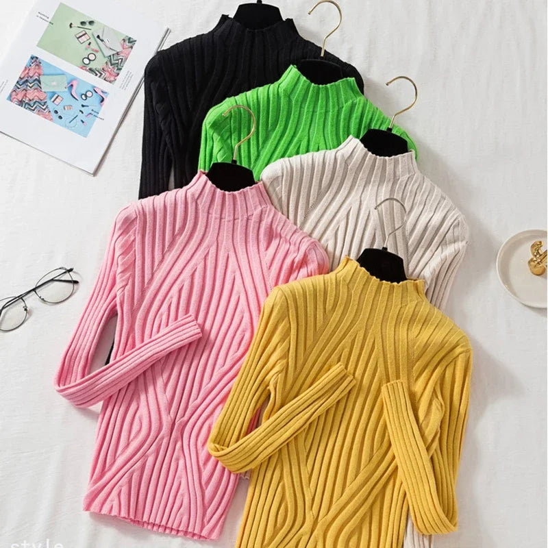 Sorelle Women's one size striped knit turtleneck sweater