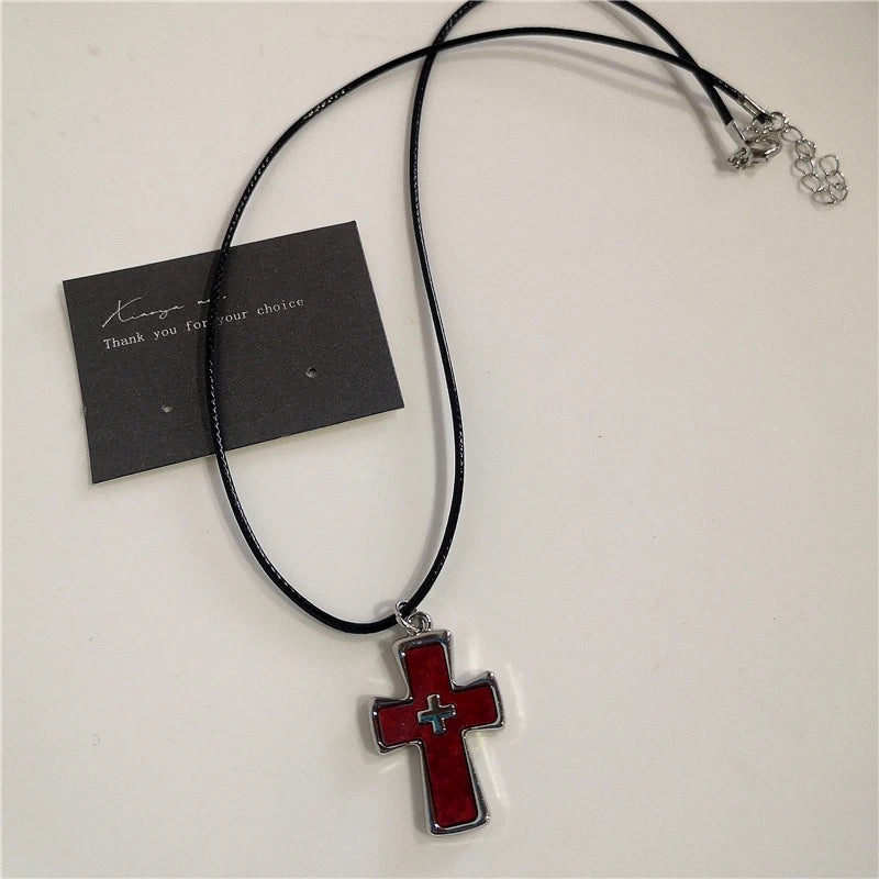 Nocturne Women’s red double cross necklace