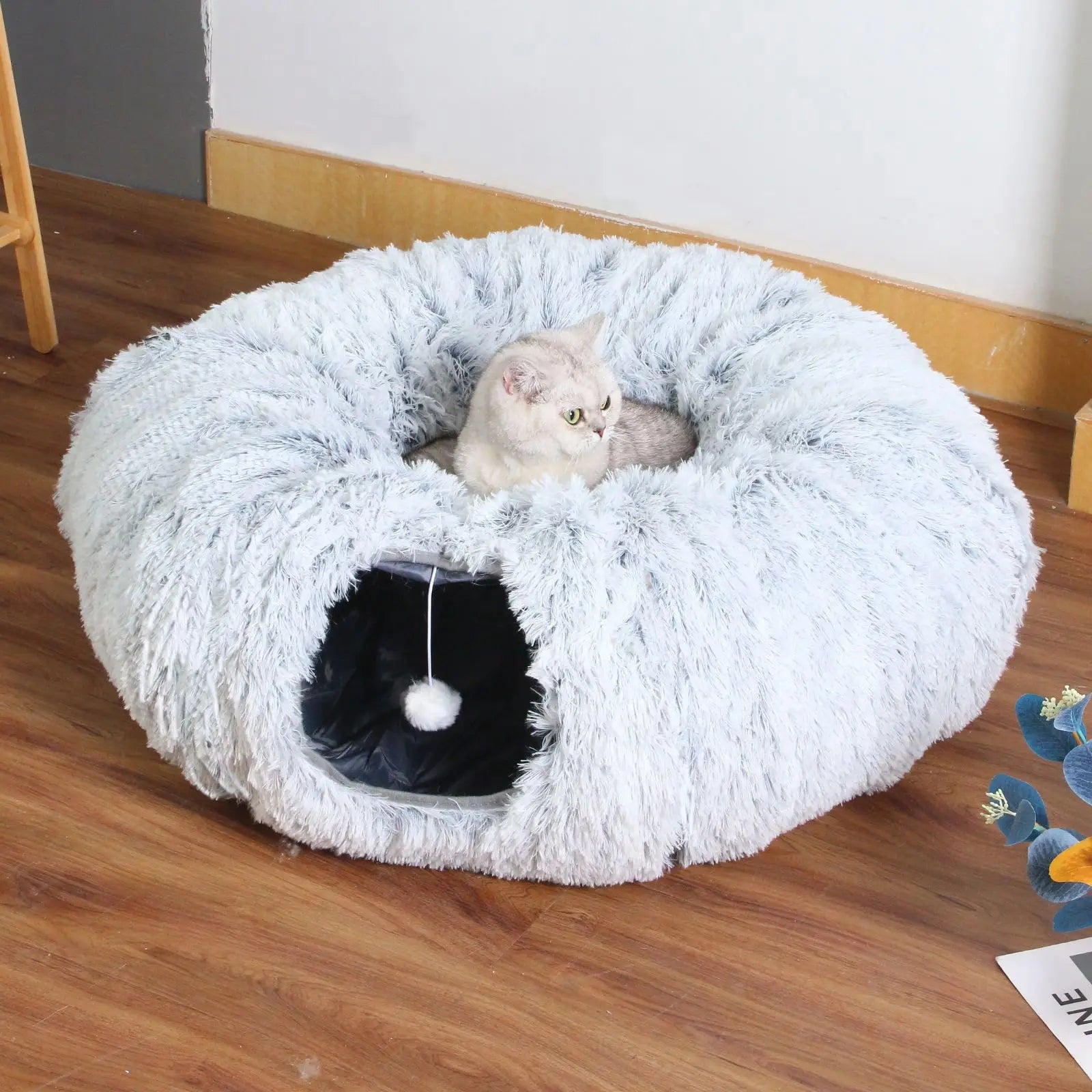 Nomu 2-in-1 plush cat Tunnel bed