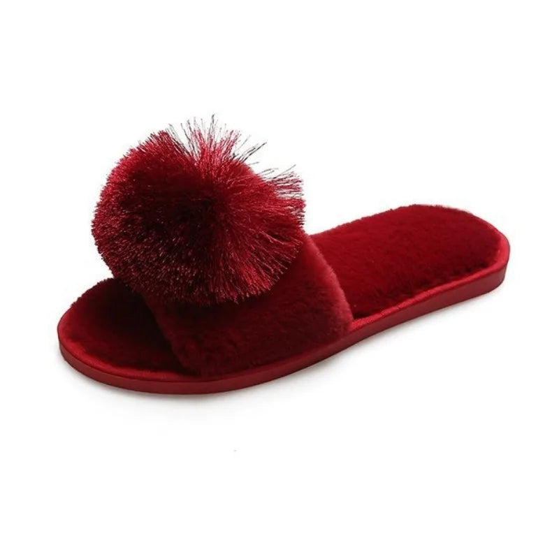 Veloura Women's fuzzy pom pom house slippers
