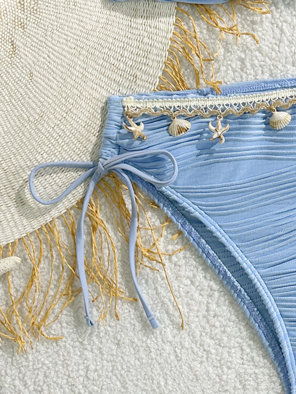 Sonlae Women's 2 Pc strapless wavy swimwear set with seashell trim