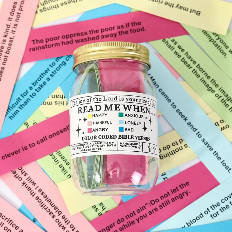 Colorful bible verse mood jar