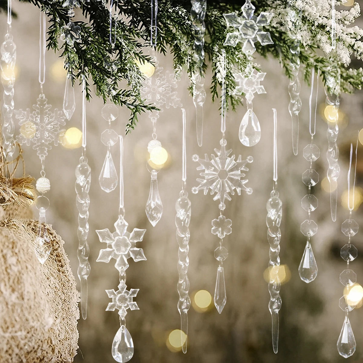 Hollyco Christmas 18 Pc acrylic crystal ornaments