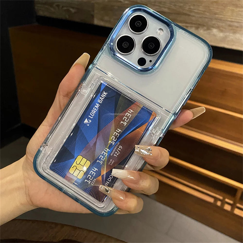 Nexa chrome trim transparent wallet iPhone case
