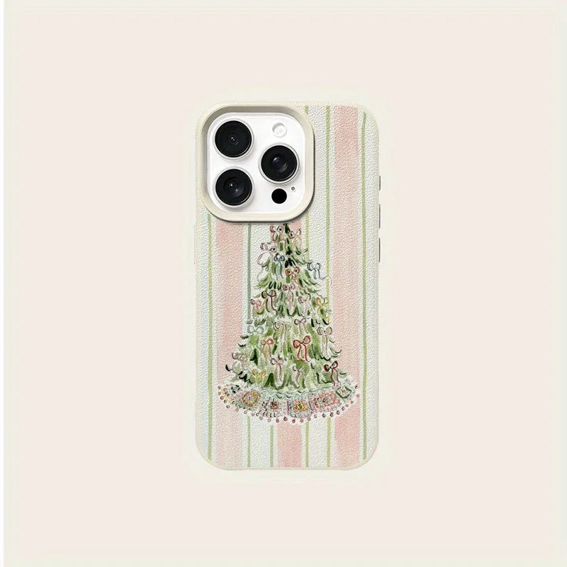 Hollyco Christmas tree striped leather iPhone case