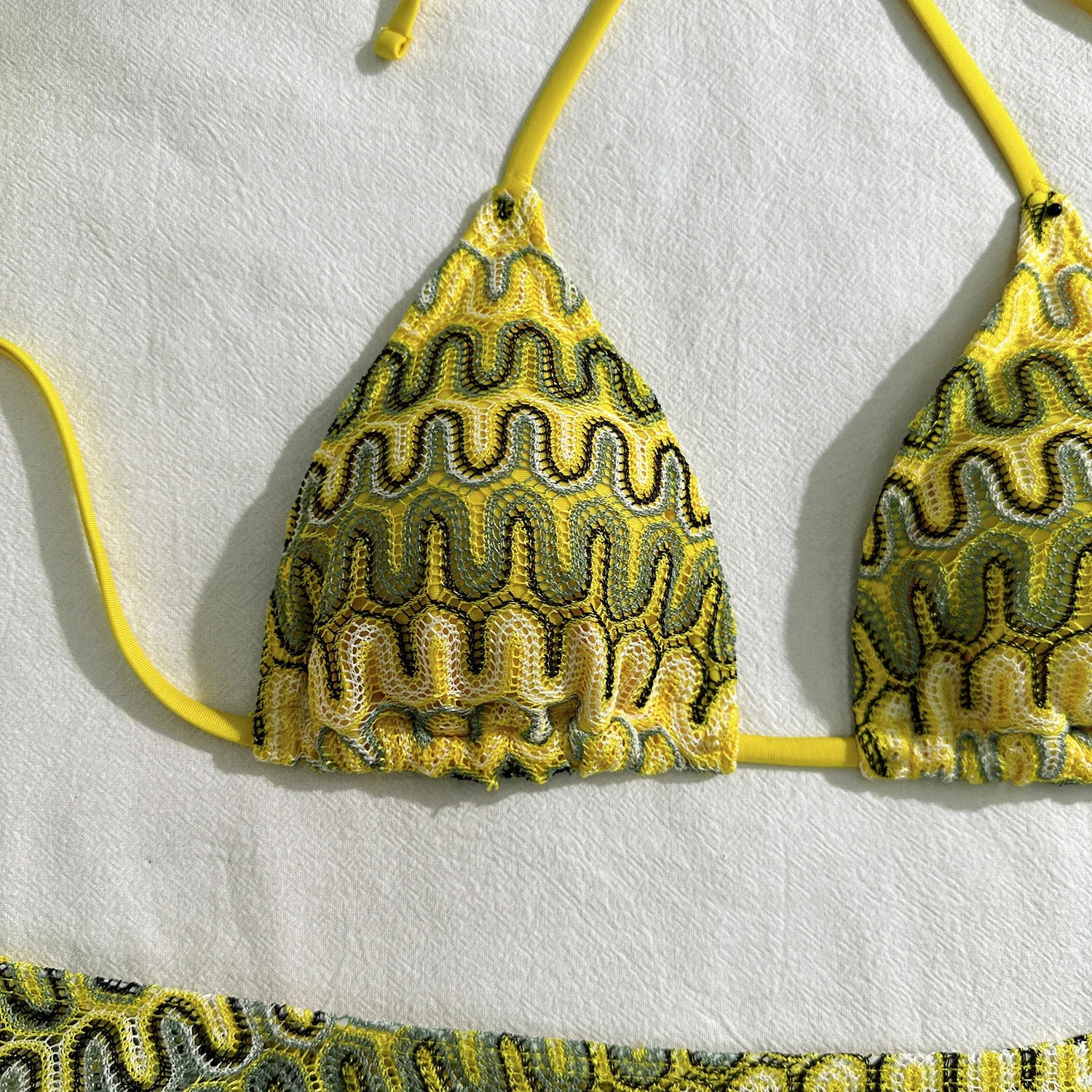 Sonlae Women's 3 Pc woven geometric swimwear set