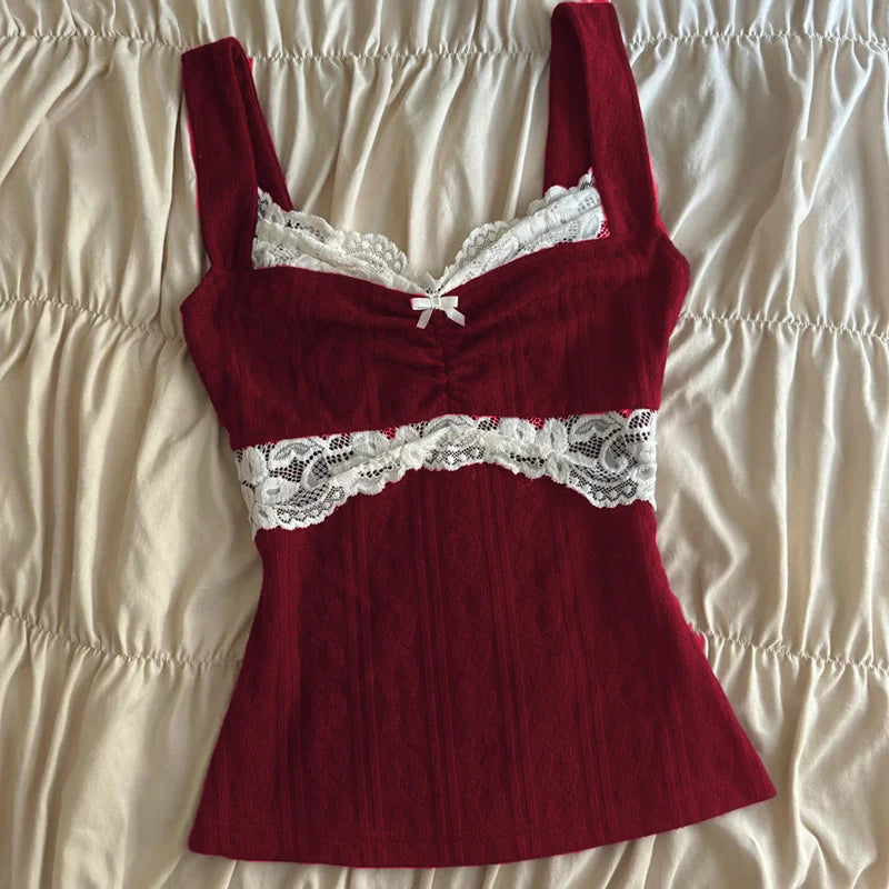 Lomi3 Women's Y2K lace trim came with bow accent